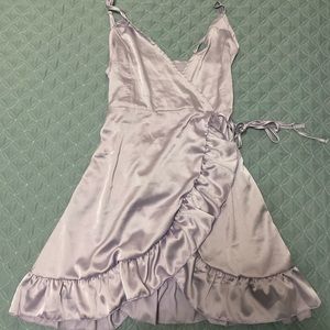 Lavender satin slip tie dress